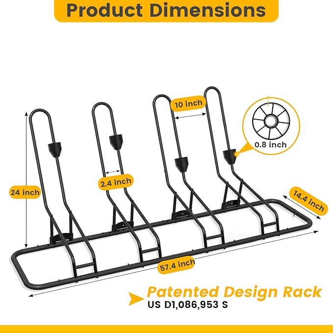 4 Floor Bike Rack, Safeguard Disc Brakes & Derailleurs Design, Waterproof