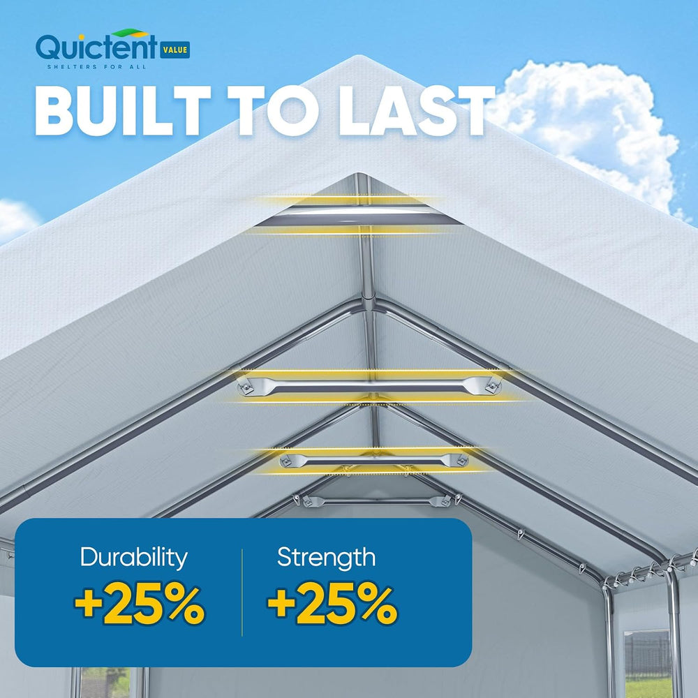 Quictent 10x20 ft Heavy Duty Carport, Reinforced Galvanized Outdoor Garage Ca...