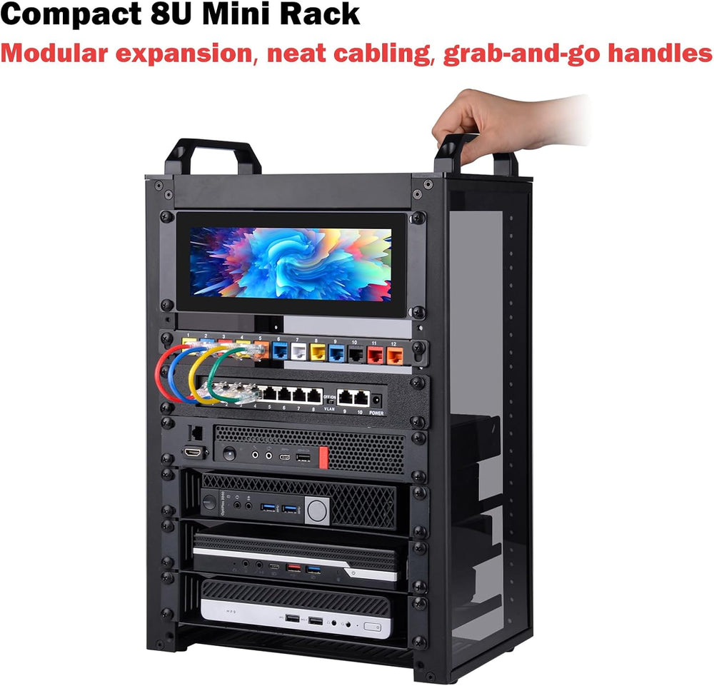 GeeekPi 8U Network Rack, 10 inch Mini Server Rack for Network, Servers, Audio...