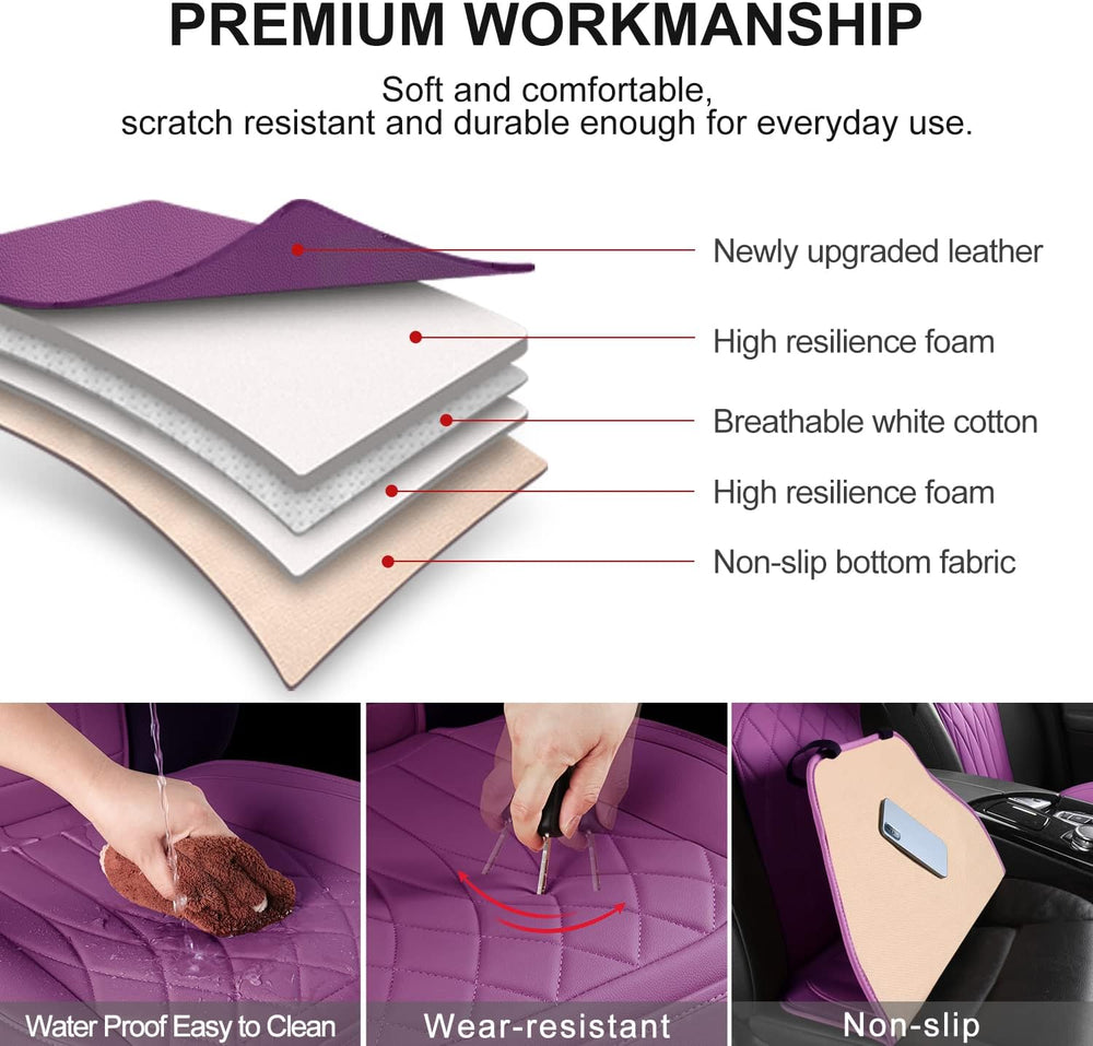 BEITK 2 Pack Waterproof Front Car Seat Covers for Car Truck SUV Purple