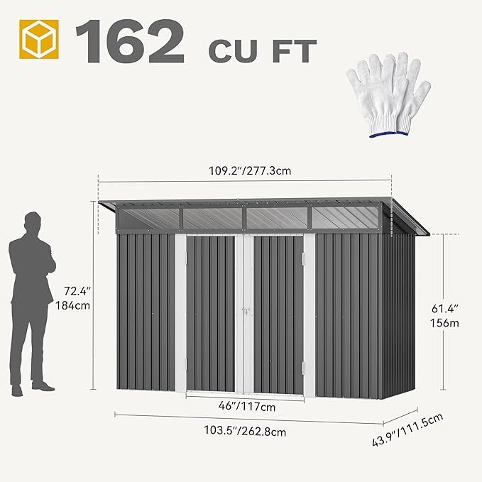 DWVO 9x4 FT Outdoor Storage Shed