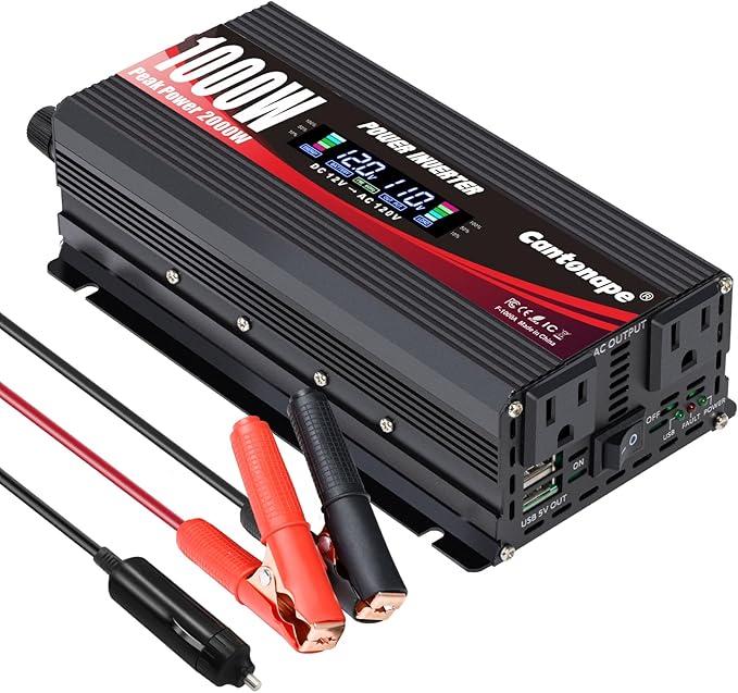 1000W/2000W Car Power Inverter DC 12V to 110V/120V AC Converter
