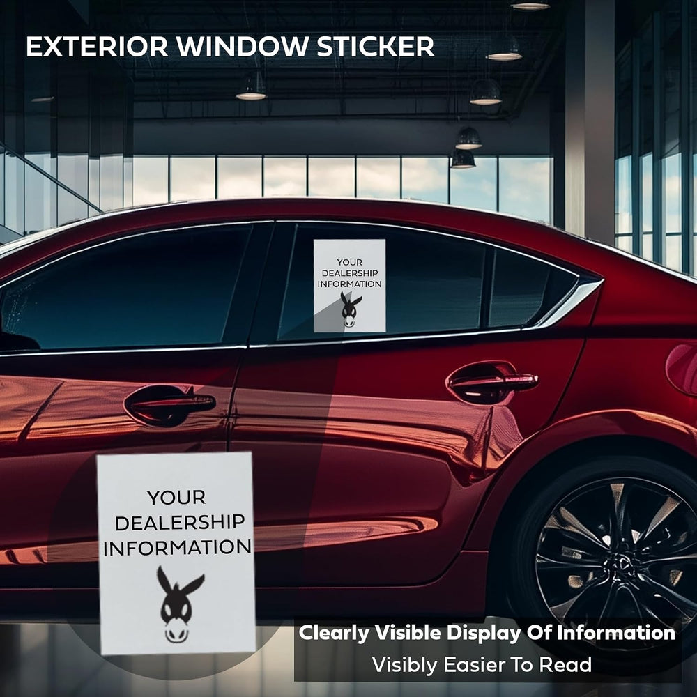 Window Stickers for Car Dealers -Plain Blank White - Exterior, 'Outdoor