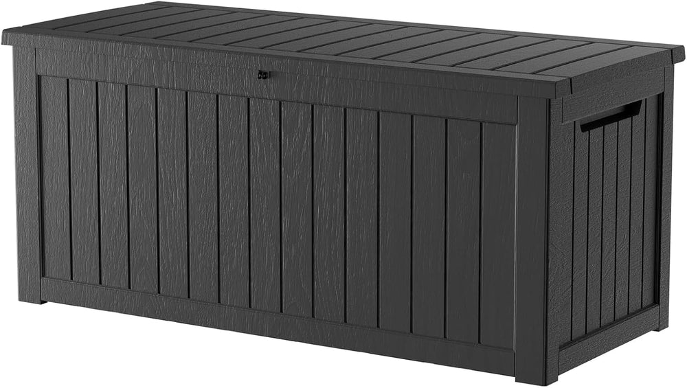 270 Gallon Lockable Resin Deck Box, Waterproof & UV-Resistant Outdoor Sto...