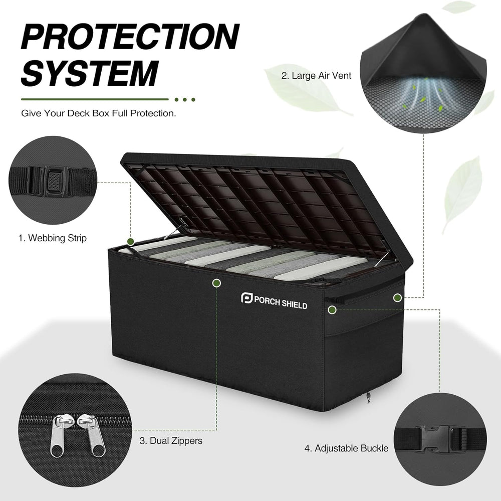 Porch Shield Patio Deck Box Cover (Upgrade), 62 x 29 x 28 inches, Black