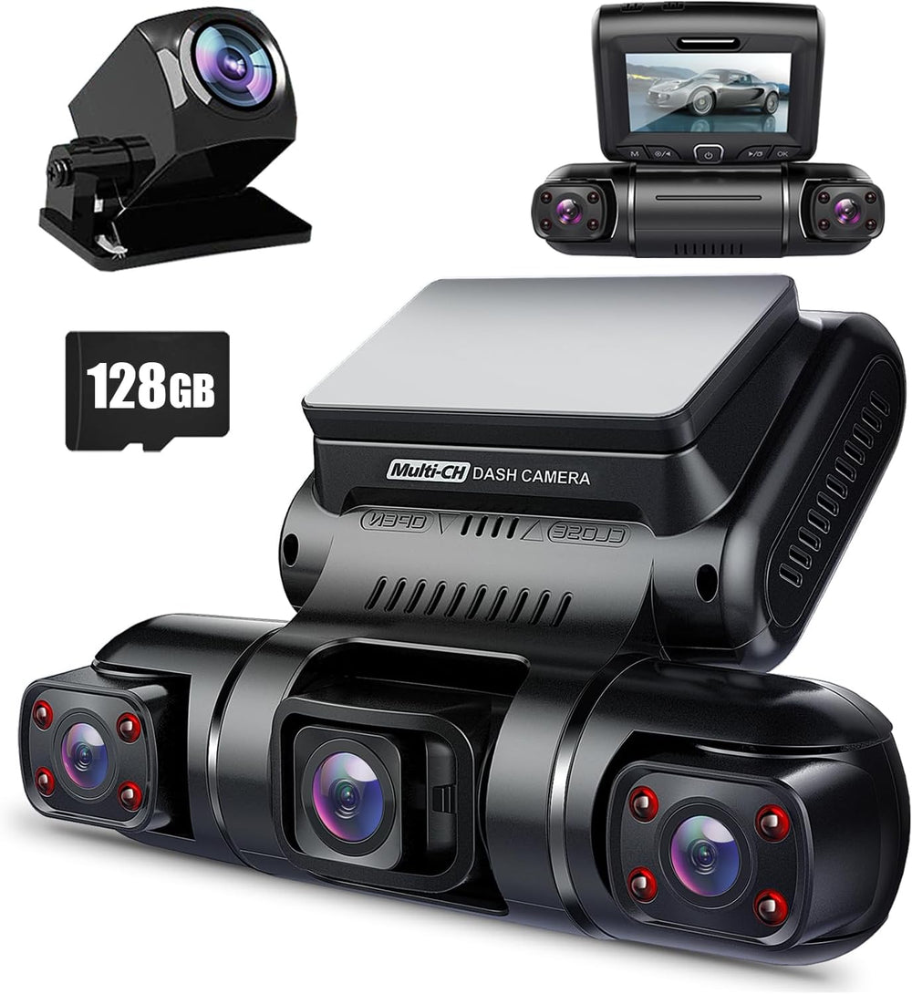 PRUVEEO 360° 4 Channel Dash Cam Front and Rear Inside Left Right, Dash Camera...