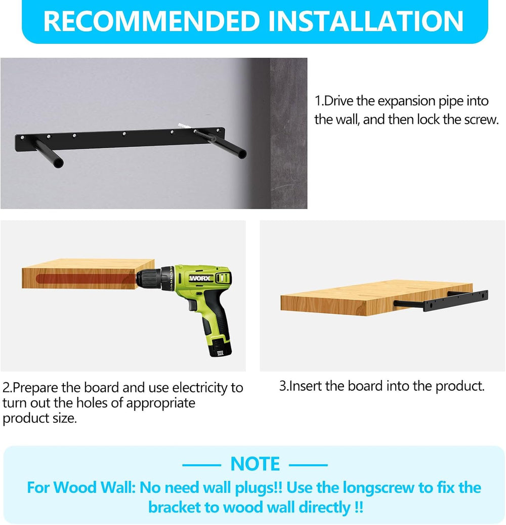 2pcs Floating Shelf Bracket, 17" Heavy Duty Hidden Shelf Brackets Hardwa...