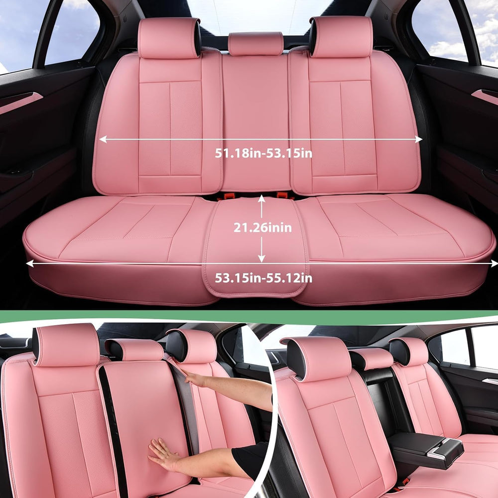 Pink Leather Car Seat Cover for Front Pair, Anti-Slip Universal