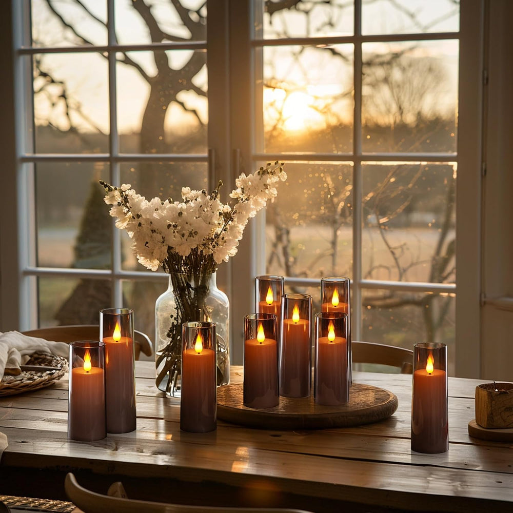 Amagic Grey Flameless Candles 9 Set, Battery Operated Halloween Candles