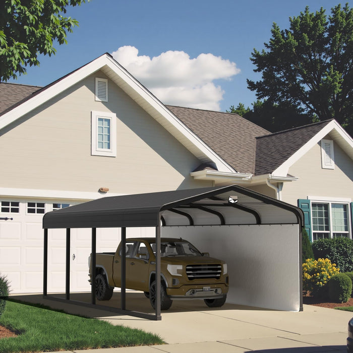 12x20 Heavy Duty Metal Carport Canopy, Drive Through Portable Garage