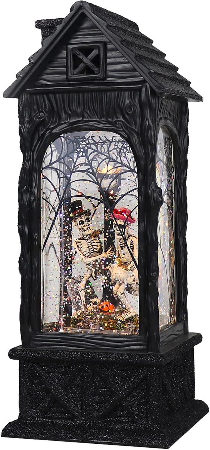 Eldnacele Halloween Ghost Projection Snow Globe Lantern with 6-Hour Timer, Li...