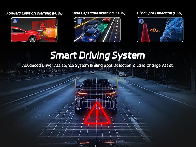 Pelsee 4K 3 Channel Dash Cam Front and Rear Inside, Dash Camera