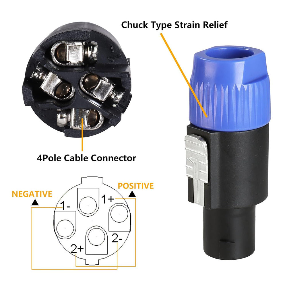 HBU 25PCS 4 Pole Speakon Connectors Bulk NL4FC Audio Connector Twist Lock
