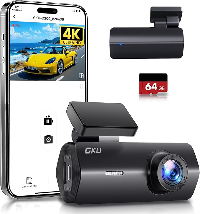 GKU 4K Dash Cam, Dash Cam Front