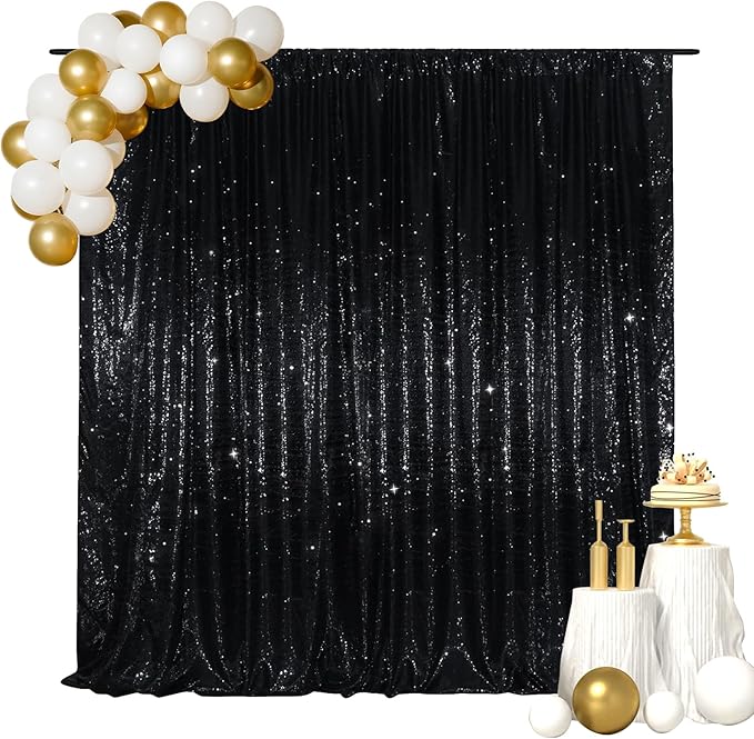 SquarePie Sequin Backdrop Less See Through Background for Wedding Halloween P...