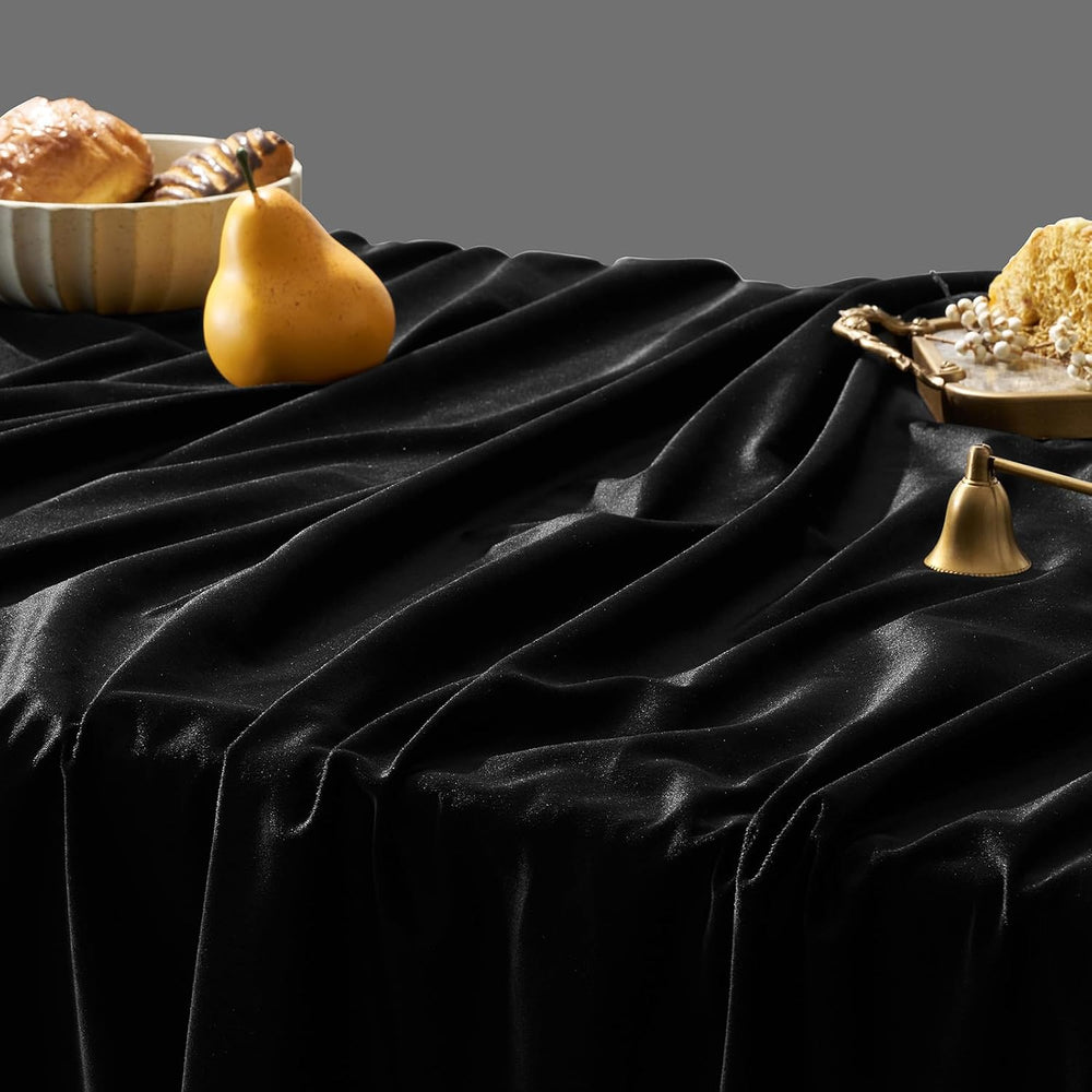Gothic Black Velvet Rectangle Tablecloth: Halloween Luxury Table Cloth