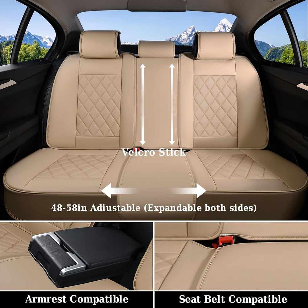 Coverado Car Seat Covers Full Set, Luxury Faux Leather Waterproof Seat Cover,...