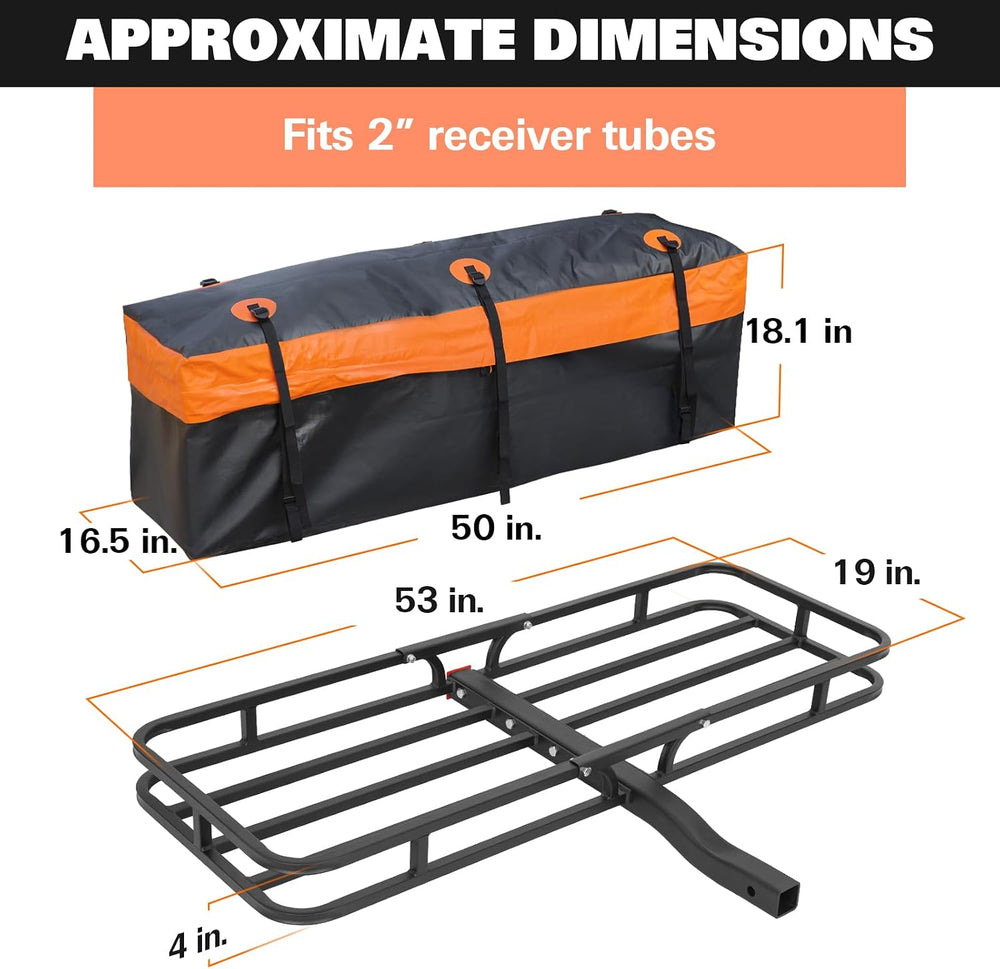 WEIZE 53" x 19" Hitch Mount Cargo Carrier Basket 500LB Capacity wit...