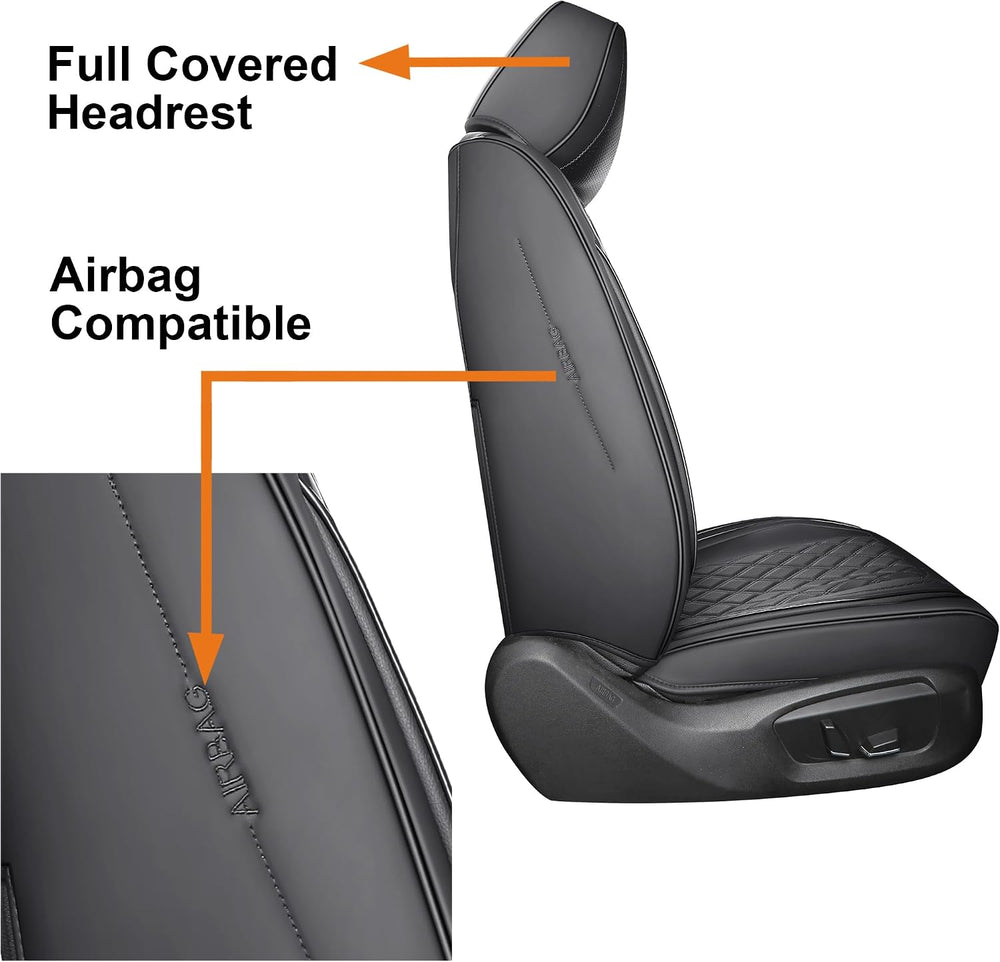 YIERTAI Universal Car Seat Covers Full Coverage Leather Full Set,Black