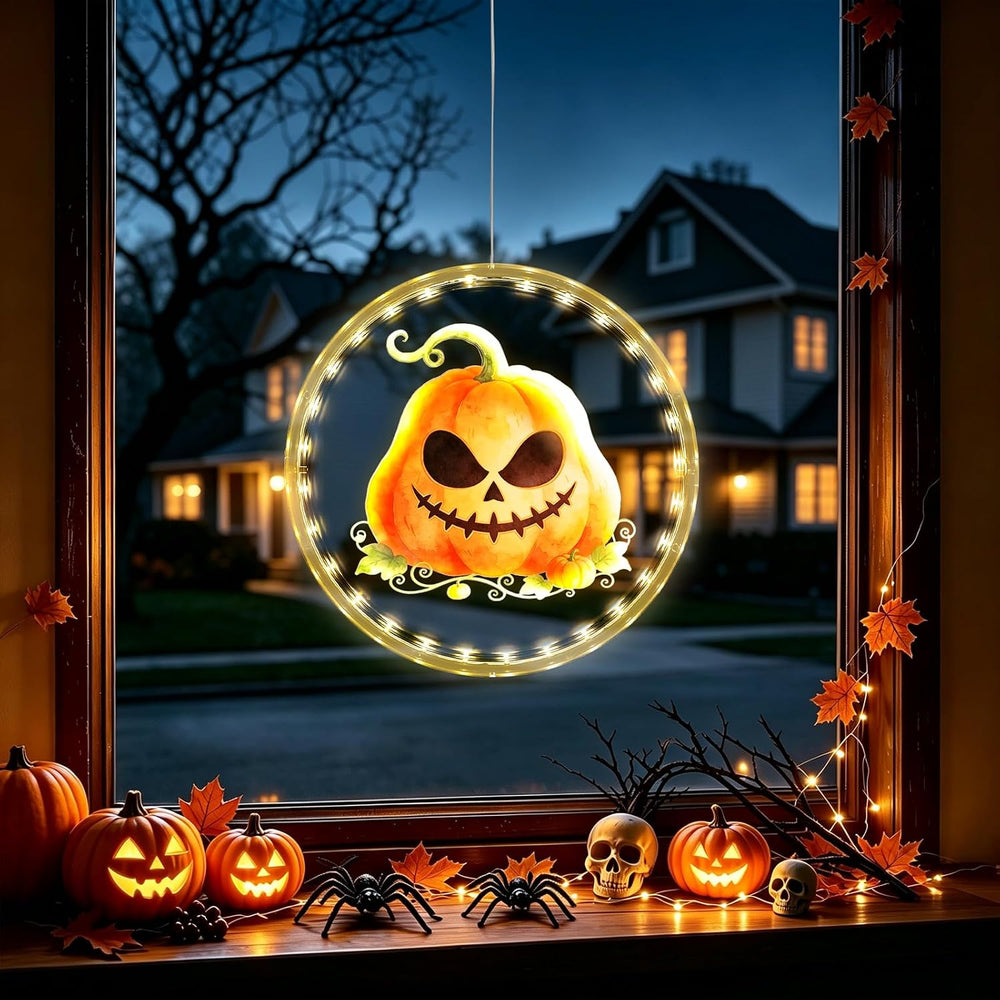 3 Pack Rechargeable Indoor Halloween Window Lights,4/6/12H Timer Function