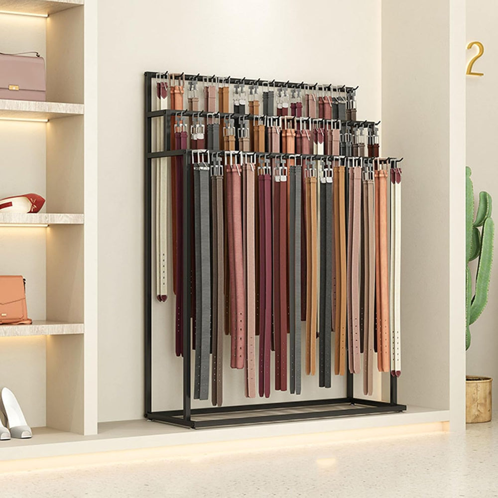 Floor Mounted Metal Belt Hanger Scarf Rack for Retail (100X40X150CM)