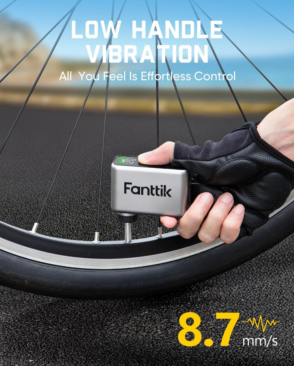 Fanttik X10 Ace Tiny Electric Bike Pump, 120PSI, 22s Inflate, Auto Stop