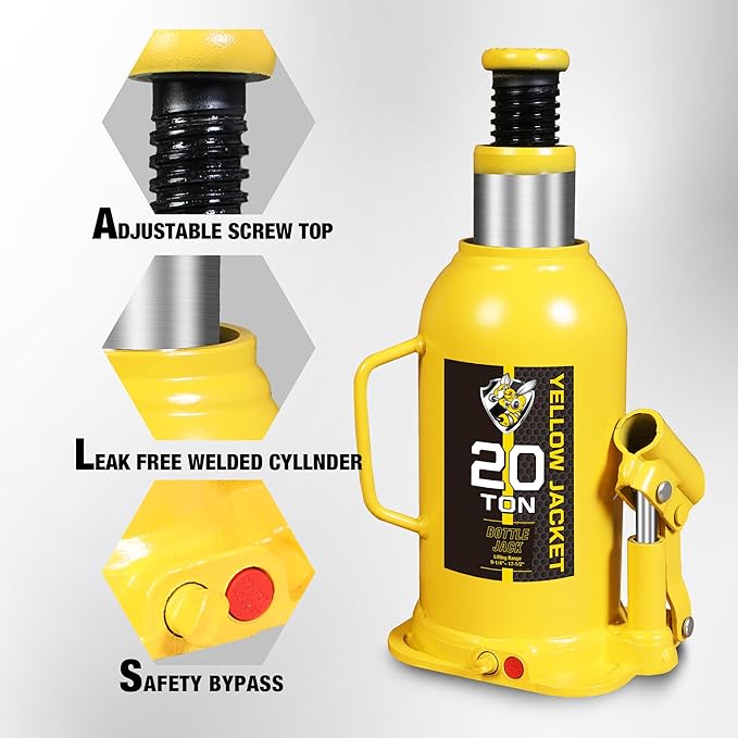 YELLOW JACKET 20 Ton Muti-Directional Welded Bottle Jack, Horizontal Bottle