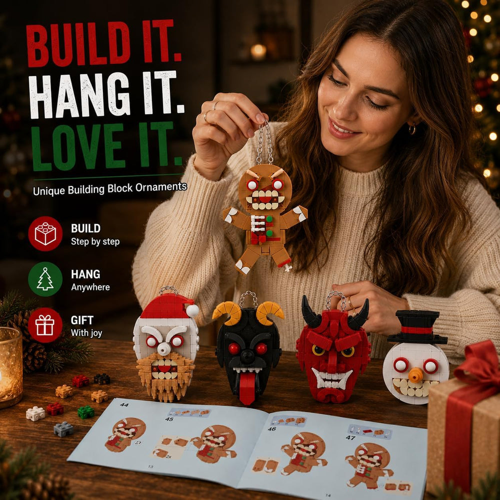 Halloween Horror Building Set, 5 Creepy Character Ornaments, 433 Pieces