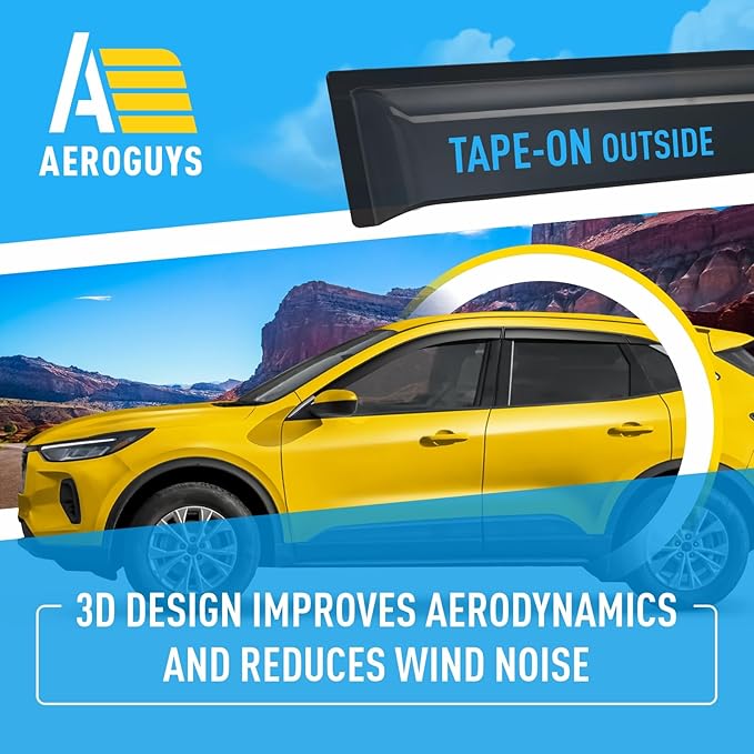 Extra Durable Window Deflectors Tape-On Window Visors Rain Guards Fit (6pcs)