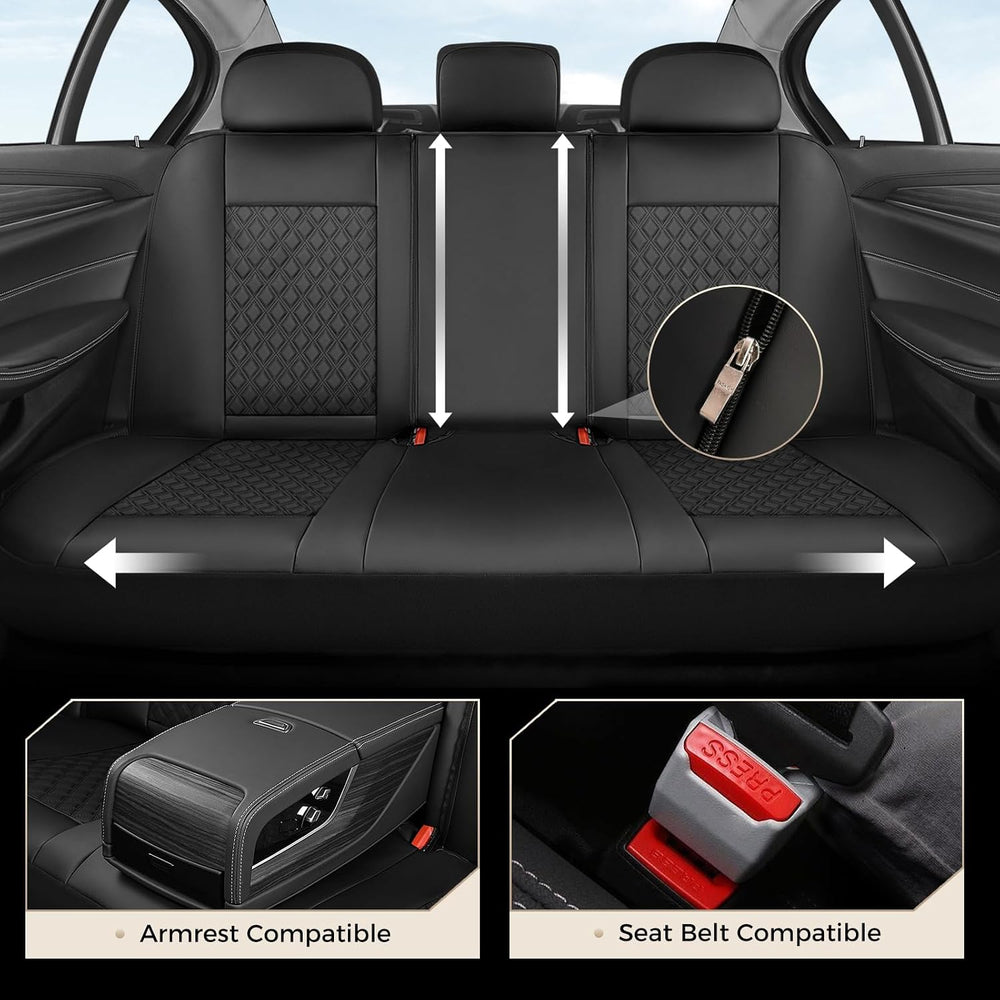 Coverado Seat Covers Full Set, Luxury Leather Car Seat Cover with Carbon Fibe...
