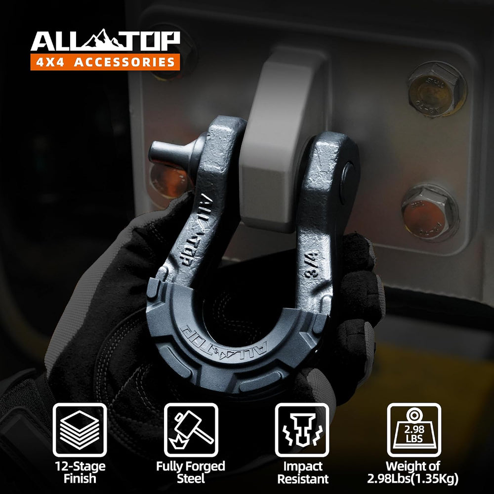 ALL-TOP D Ring Shackle (2 Pack) 3/4" Fully Forged with 7/8 Pin, 79500Lbs...