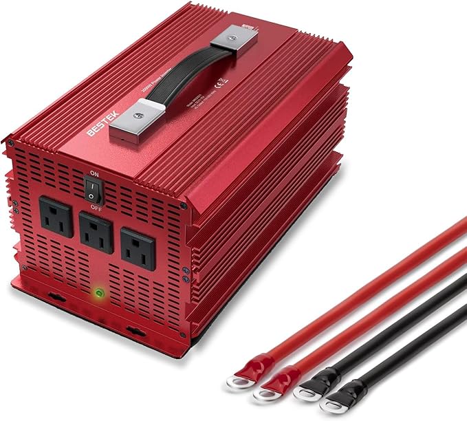 BESTEK 2000W Power Inverter 3 AC Outlets DC 12V to 110V AC Car Power Converter