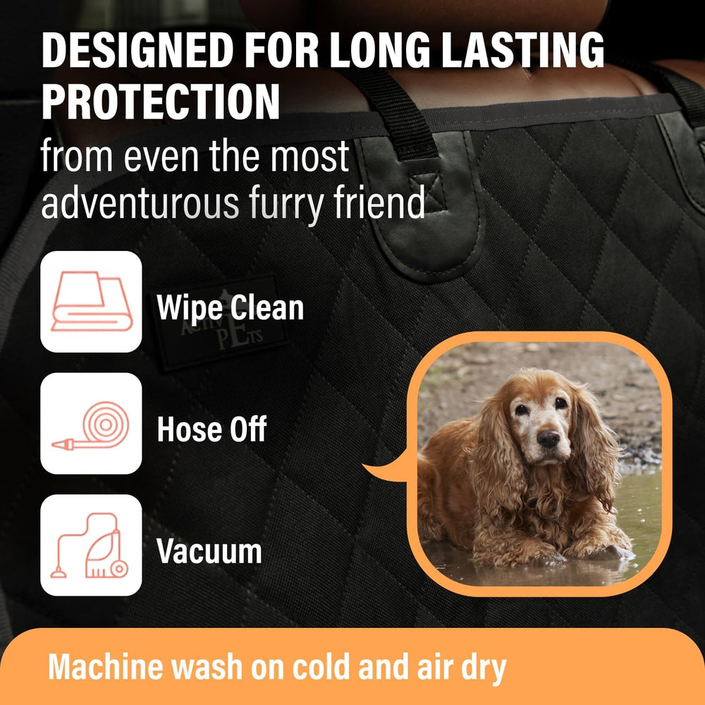 Active Pets Black Standard Dog Car Hammock Back Seat Cover, Waterproof Backse...