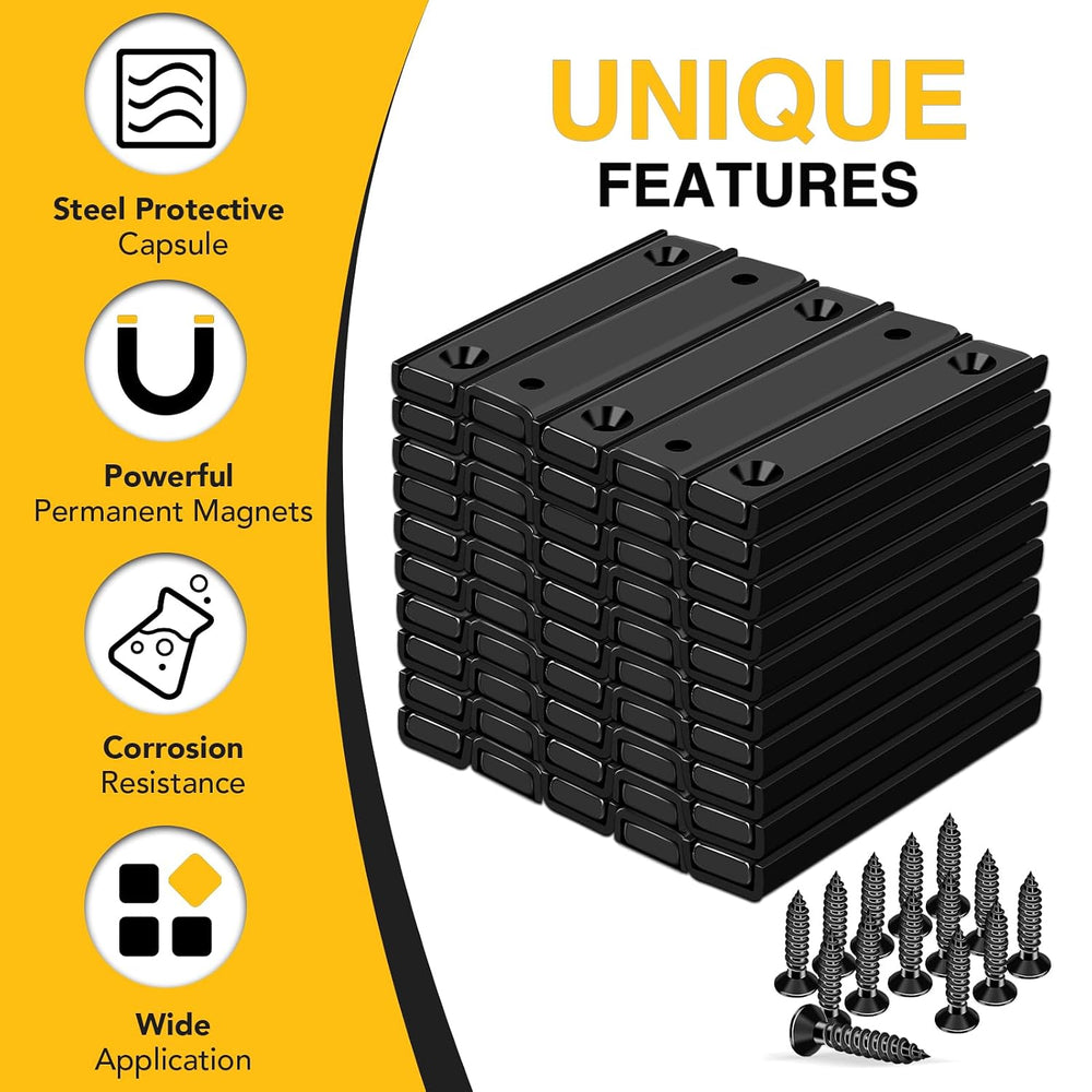 DIYMAG Magnets Strips,50 Packs 80 LBS Countersunk Hole Magnet with Screws