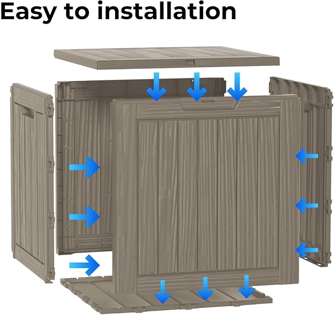 35 Gallon Resin Deck Box, Waterproof Outdoor Storage Bin
