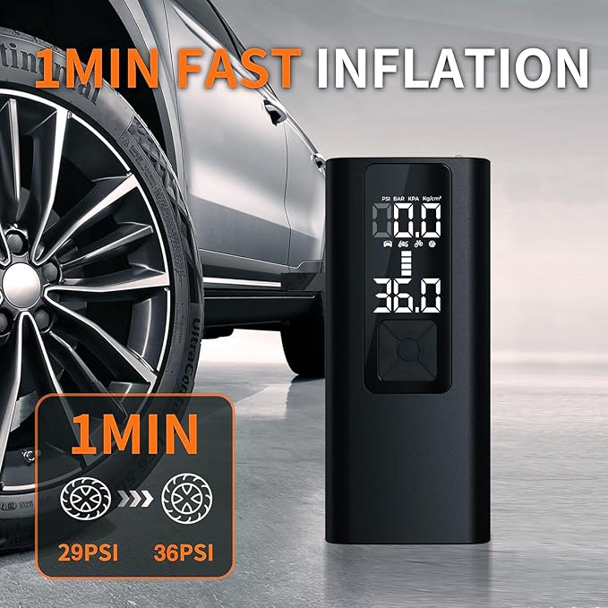 Tire Inflator Portable Air Compressor, 150 PSI & 3X Faster Cordless Air Pump