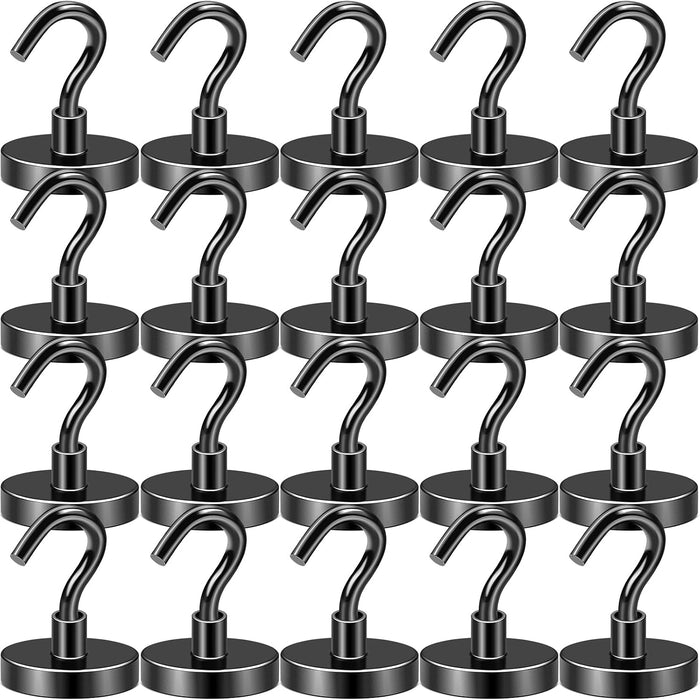 DIYMAG Black Magnetic Hooks, 118 LB Heavy Duty Strong Magnet (20pcs)