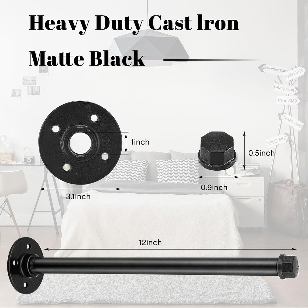 Barydat 12 Set 12 Inch Industrial Pipe Clothing Rack with Screws Set Wall Mou...