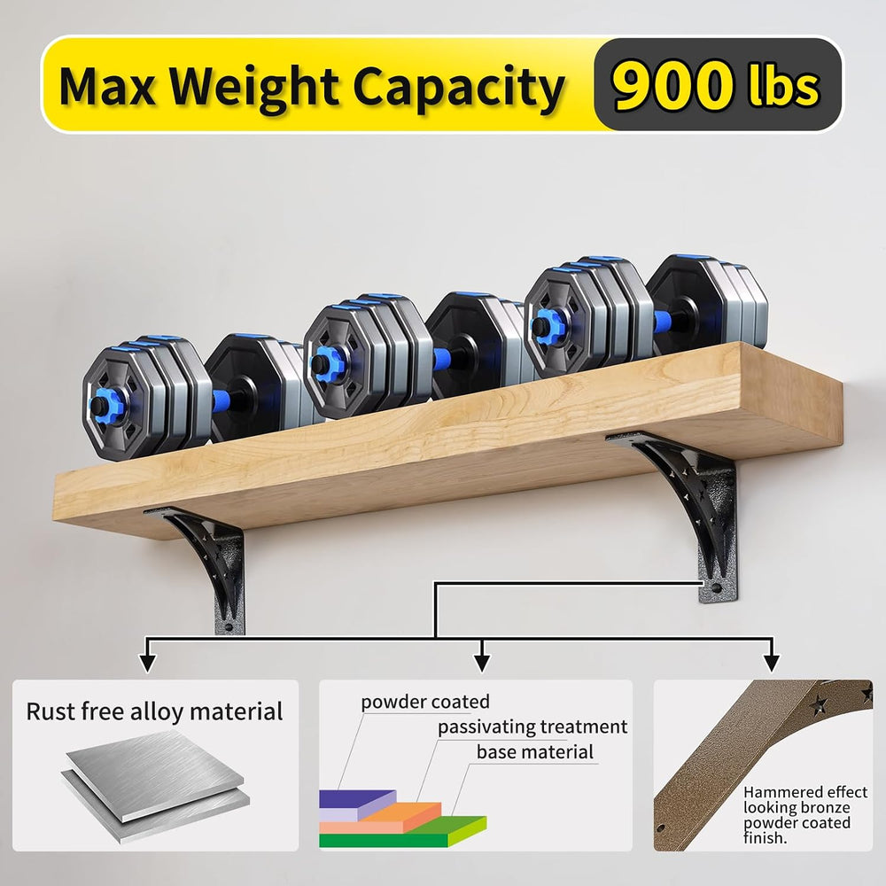Heavy Duty Shelf Brackets,max Load 900 LBS,Premium Alloy Metal Mantel Bracket...