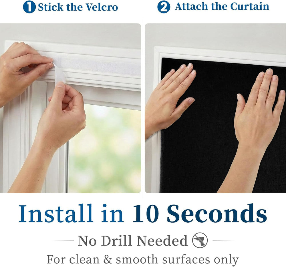 100% Blackout Adhesive Blackout Curtains- Self Stick Shades Window Blinds Cur...