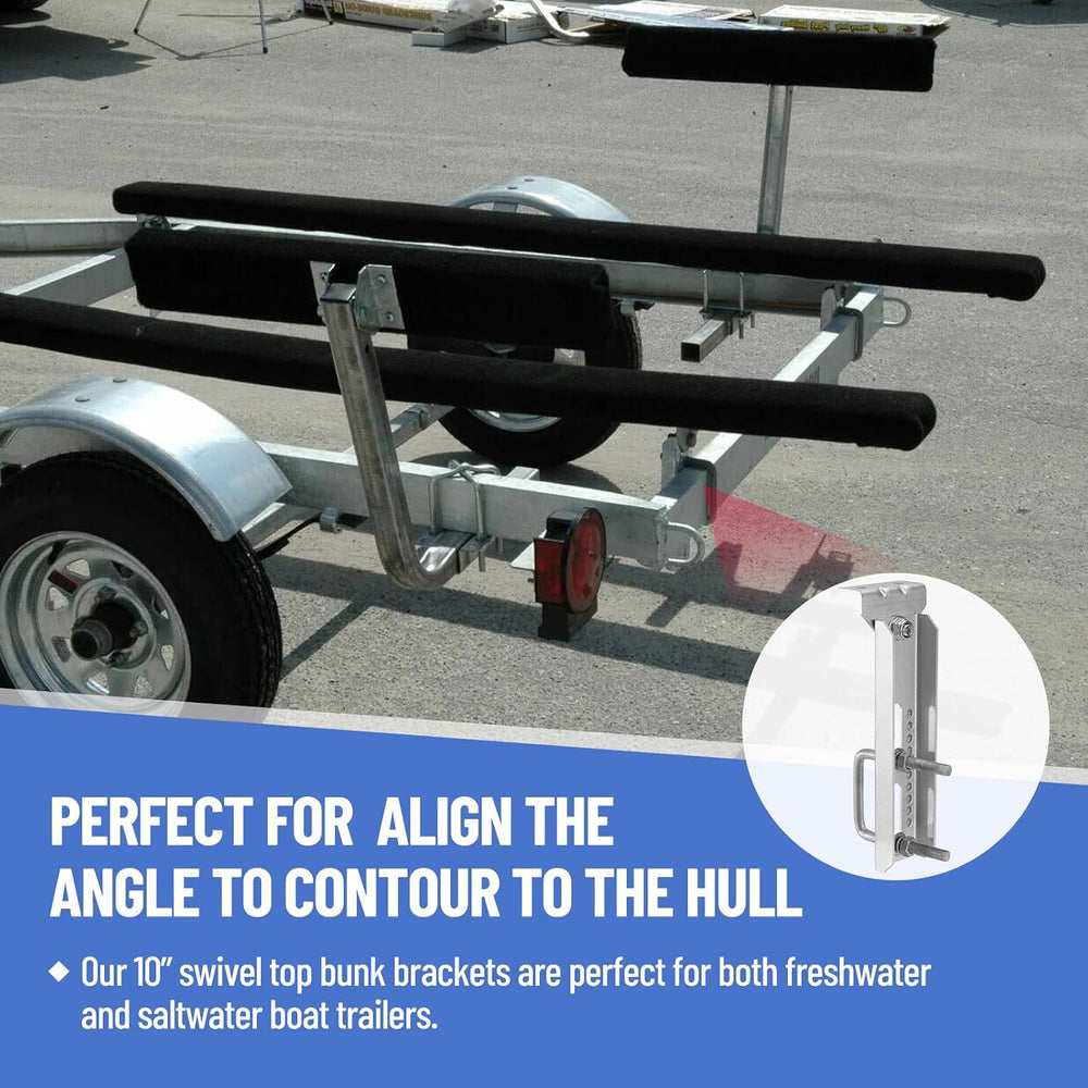 4 Pack 8"/10"/12" Boat Trailer Bunk Brackets for 1.5" x 3...