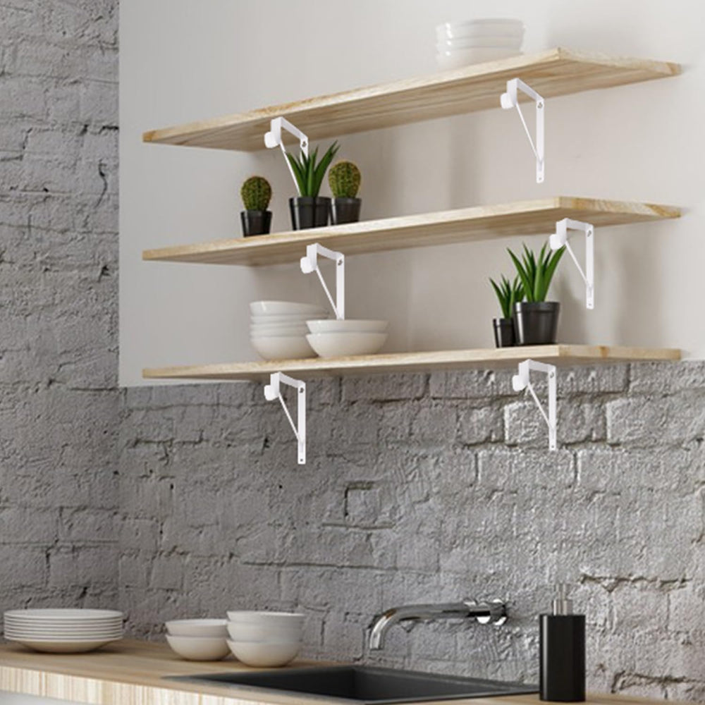 6 Pack White Closet Rod Brackets Holder with Screws - Closet Shelves Wall Mou...