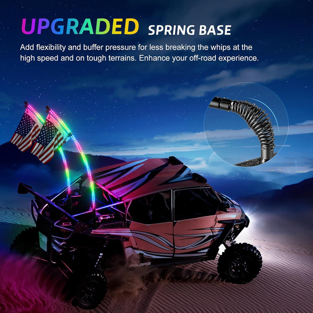 Ehaho 2 Pack 3FT Whip Lights with Spring Base,LED Whip Light with App & R...