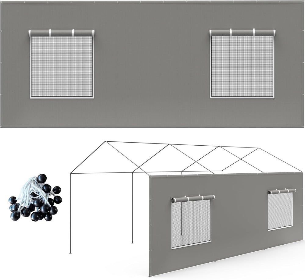Window Sidewalls for 10x20/12x20/20x20 FT Carport, 1 Pack, No Frame, Grey