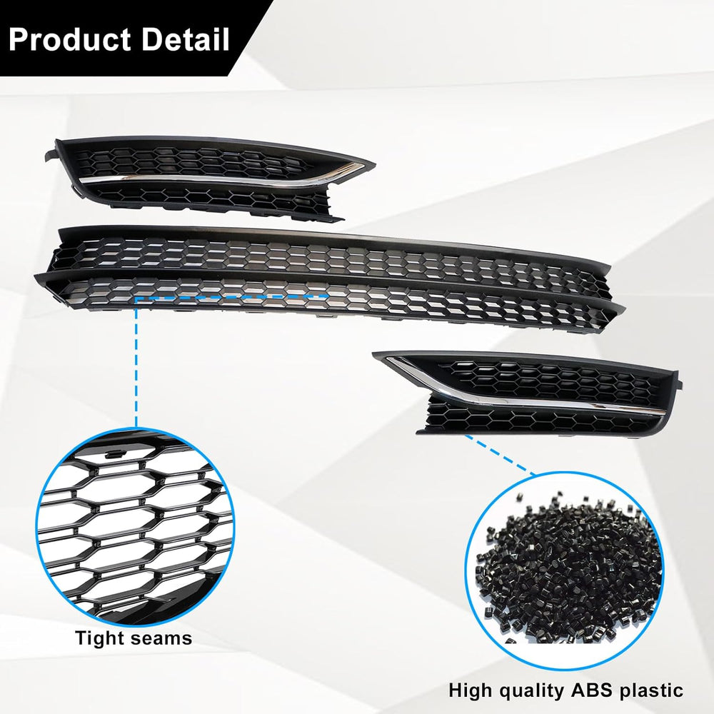 Front Bumper Lower Grille and Fog Lamp Bezel Cover, Fit for Volkswagen Passat...