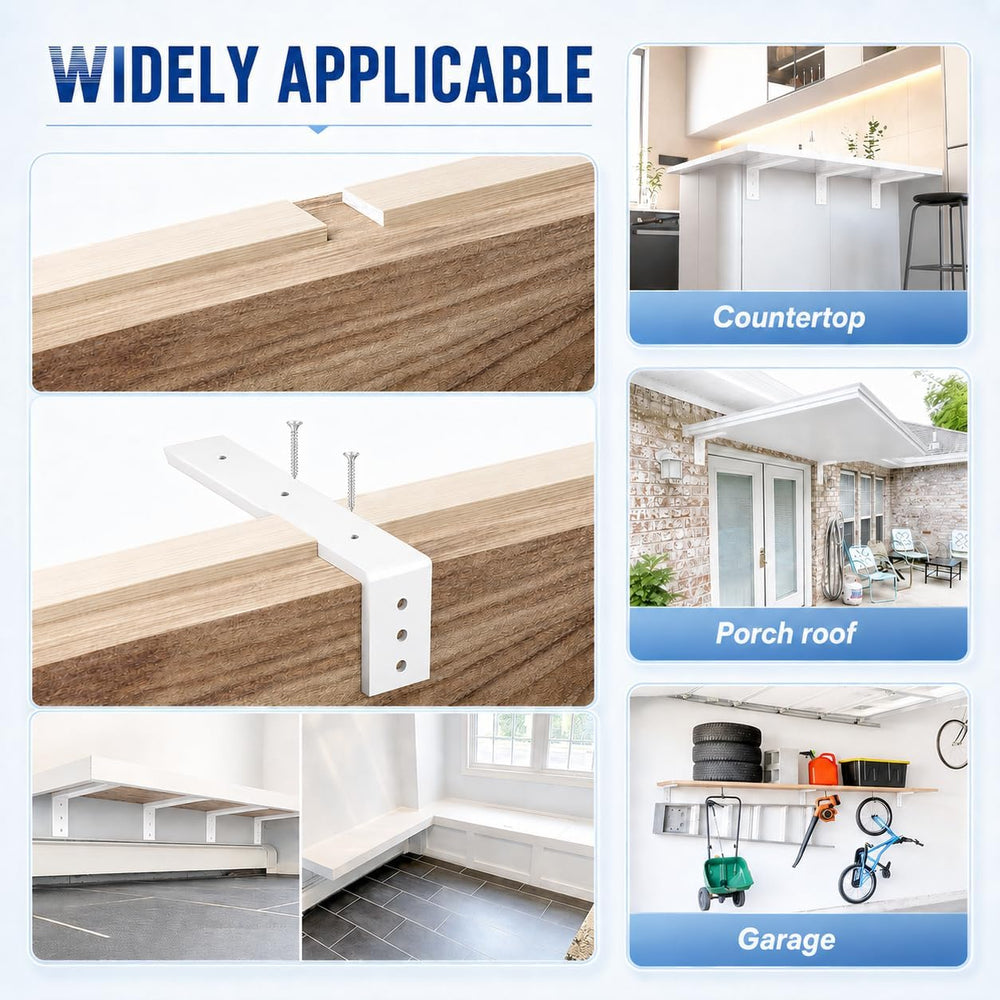 WINKER Countertop Support Bracket 3 Pack Heavy Duty 3/8" Thick Hidden L ...