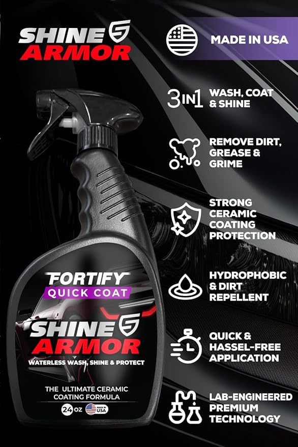 SHINE ARMOR Ceramic Coating Fortify Quick Coat Car Wax Polish Spray Waterless