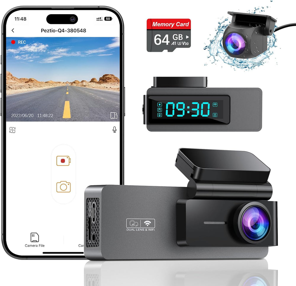ARIFAYZ Dash Cam Front and Rear 4K+1080P, Free 64GB Card, Built-in WiFi, Dash...