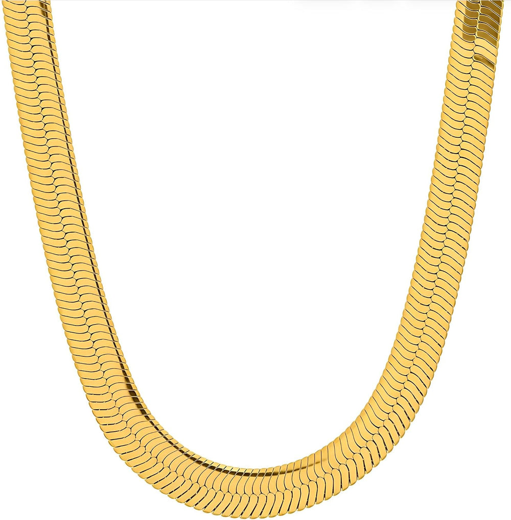 LIFETIME JEWELRY 7mm Gold Herringbone Necklace for Women - Flexible Kink-Resi...
