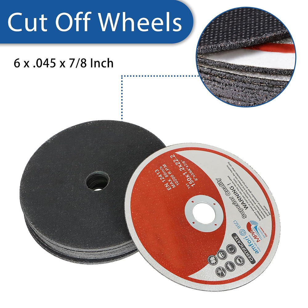 WFLNHB 100 Pack 6 Inch Cut Off Wheels 6 x .045 x 7/8 Inch